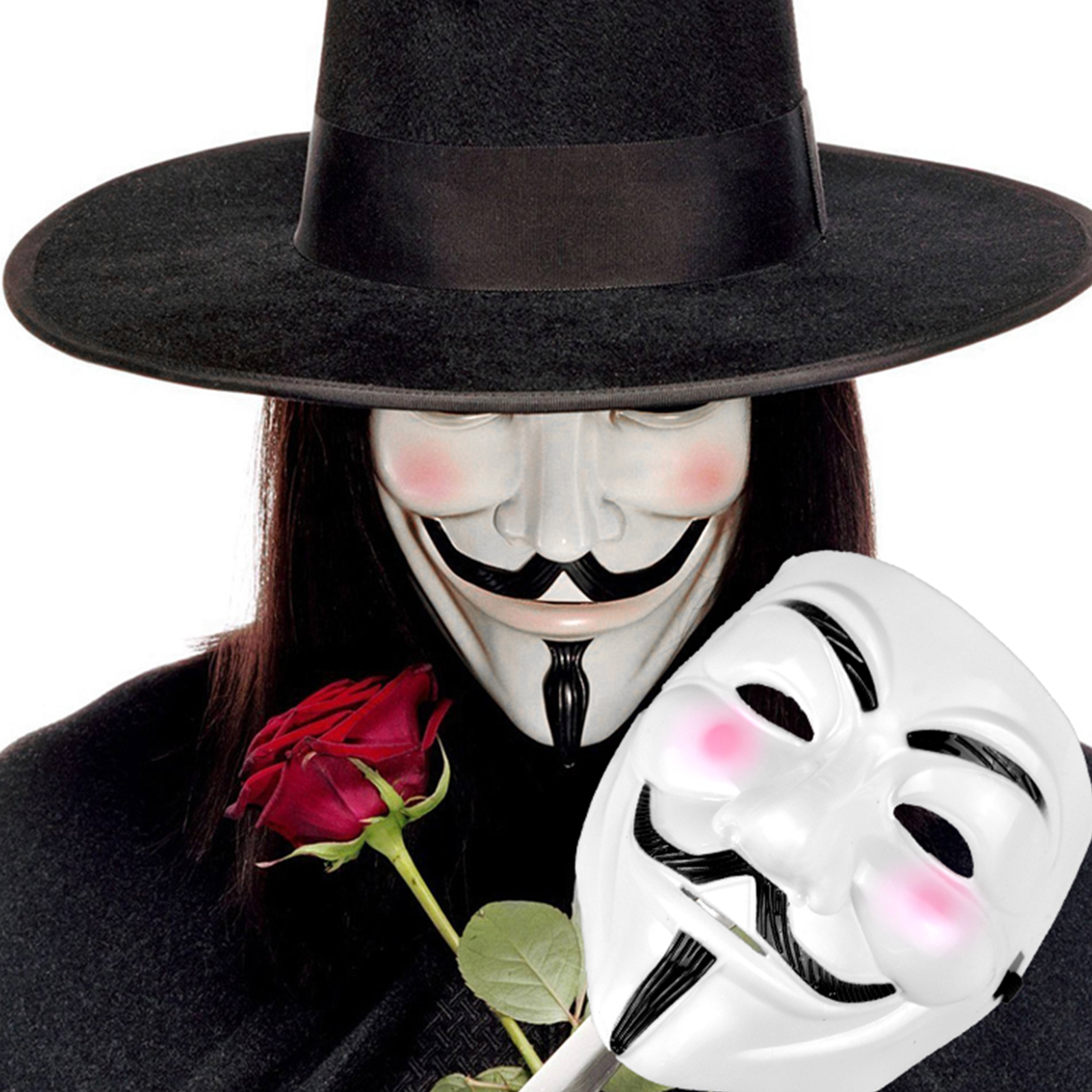 Anonymous Guy Fawkes Mask with rose